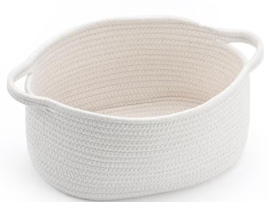 Woven Storage Basket with Handle, Baskets for Gifts Empty, Gift Baskets for Valentines Day Birthday Baby Shower Raffle Burr Fundraiser, Decorative Organizer Box for Spring Home Refresh