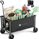 Collapsible Wagon Cart with Wheels, 150L Lightweight Foldable Utility Cart, Portable Rolling Wagon for Garden, Shopping, Sports, Camping, Transport, Black