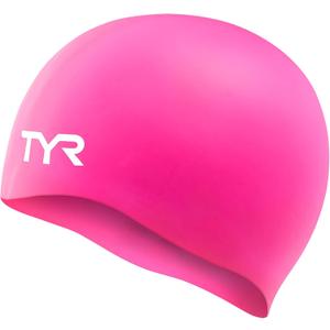 TYR Adult Wrinkle Free Silicone Swim Cap for Drag Reduction and Hair Protection (Fl Pink)