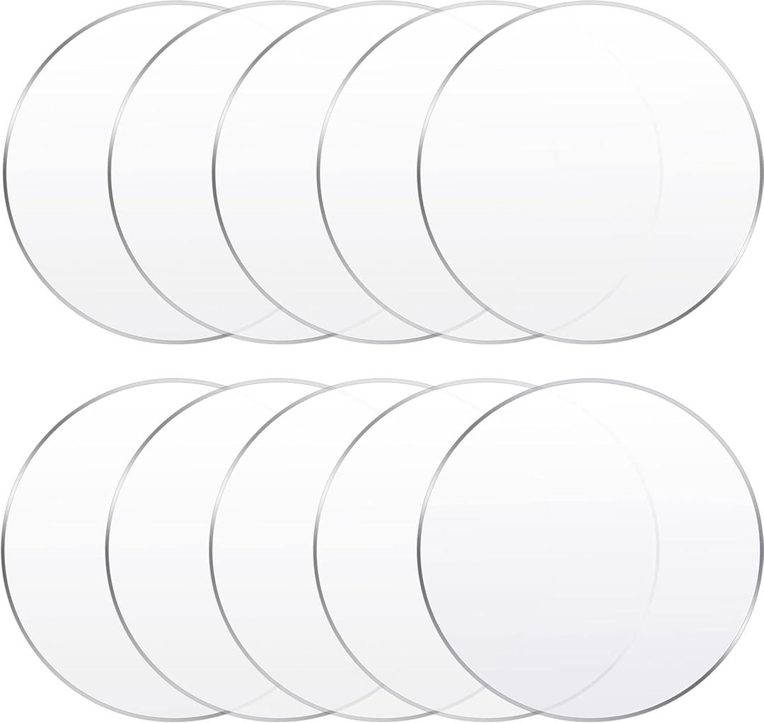 10 Pieces Clear Circle Acrylic Sheet Round Plexiglass Disc Blank Circle Plastic Blank Disc Ornaments for Cake Holders Coasters Picture Frame Painting Art Project DIY Crafts Protection(6 Inches)