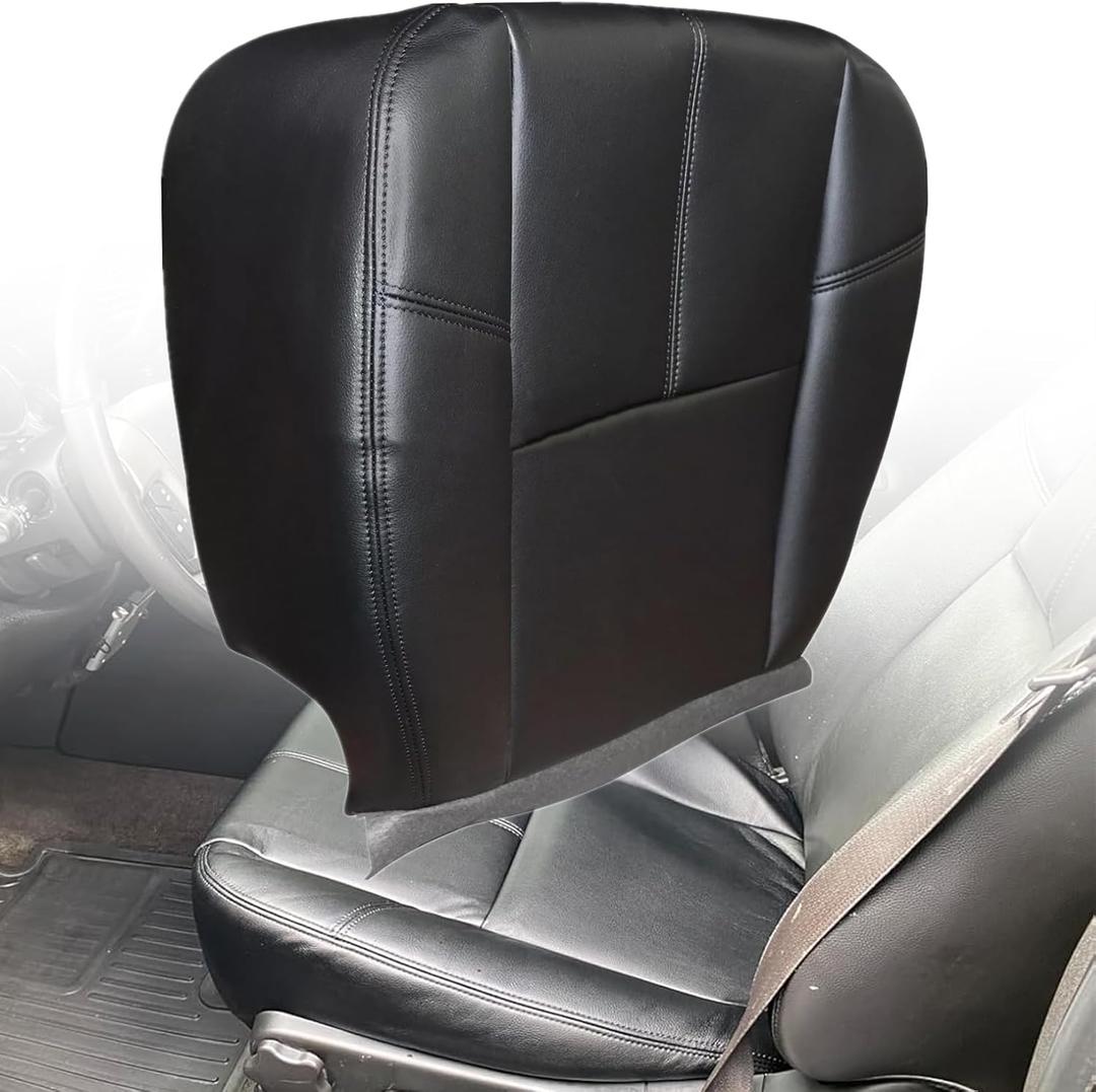 SecosAutoparts Front Driver or Passenger Bottom Black Leather Seat Cover Compatible with Chevy Silverado Avalanche Tahoe Suburban GMC Sierra Yukon 2007 2008 2009 2010 2011 2012 2013 2014