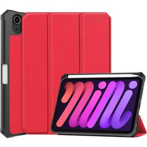 Tablet Cover for Apple iPad mini 6th 7th Generation 8.3"(2021 2024 Release),Folio Stand Lightweight Leather Case for Apple iPad mini 6 7 Gen A2567 A2568 A2569 A2993 A2995 A2996 (TPU-Red)