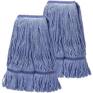 3 Pack Mop Head Replacements,General Cleaning Mop Heavy Duty Commercial and Industrial Replacement Mop Head, Wet Industrial Blue Cotton Looped End String Head Refills Head (Blue)