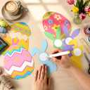 100 Pcs Easter Egg Bunny Cutouts with Photo Space Easter Bulletin Board Decorations with Glue Spring Decor DIY Craft for Classroom School Party Supplies Gifts
