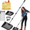 Chicken Poop Scooper for Sand 2-in-1, Heavy Duty Chicken Scooper for Poop with 35" to 65" Stainless Steel Handle, Chicken Coop Scooper Rake, Litter Scooper Sand Sifting Shovel for Chicken Coops & Pet