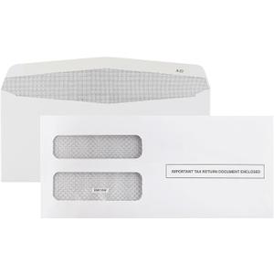 50 1099 NEC Envelopes, Designed for 3 UP 1099 NEC Tax Forms, 3 13/16 x 8 7/8, Gum Seal, Double-Window, Security Tinted Envelopes, 50 1099 Nec Envelopes