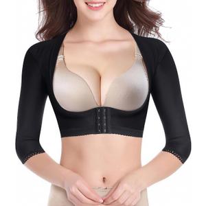 BRABIC Upper Arm Shaper Post Surgical Slimmer Compression Sleeves Posture Corrector Tops Shapewear for Women (Black, XL)