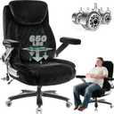 650LBS Fabric Heavy Duty Office Chair with 5D Flip Arms,Comfy Big and Tall Executive Office Desk Chair with Pocket Spring Cushion,High Back Computer Chair with Lumbar Support,Dual Rubber Wheel