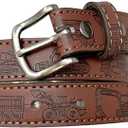 BC Belts Kids Leather Belt Strap and Metal Buckle 1" Wide with Snaps - Construction Excavator Bulldozer Dinosaurs T-Rex, Size: Small (20-23" Waist)