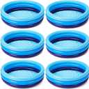 VioraWhite 6 Pack Inflatable Kiddie Pool for Toddlers 34"x10" Blue Blow up Kids Swimming Pool Small 3 Rings Round Baby Pools for Indoor Outdoor Water Game Play Center