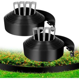 4 Inch x 66 FT Landscape Edging, Garden Edging Borders with 70pcs Upgrade Stakes, Flexible No Dig Plastic Garden Border for Lawn, Landscaping, Flower Beds