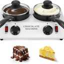 Electric Chocolate Melting Pot - Dual 1L Ceramic Non-Stick Pots, PTC Heating & Precision Thermostat (80W, 110V) for Home/Commercial Chocolate, Candy, Fondue & Hot Beverage