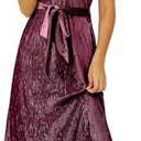 Happy Sailed Winter Fall Sleeveless Crewneck Velvet Casual Dress Party Midi Dresses with Pockets - XL