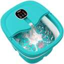 HOSPAN Collapsible Foot Spa Electric Rotary Massage, Foot Bath with Heat, Bubble, Remote, and 24 Motorized Shiatsu Massage Balls. Pedicure Foot Spa for Feet Stress Relief (Sky Blue)
