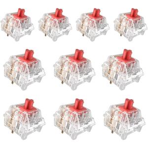 ZhouWang Crystal Red Switch 3 Pin 50gf Pre-Lubricated,Dustproof Linear Switch,Suitable for RGB,Mechanical Gaming KeyboardsMX Mechanical Keyboard(90PCS)
