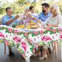 Hawaiian Flamingo Table Cloths, 3 Pack Disposable Plastic Rectangular Jungle Leaf Table Cover, Tropical Aloha Luau Theme Decorations for Summer Beach Pool Kids Birthday Cocktail Party Supplies