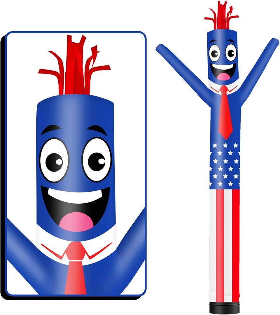 20FT Tall Inflatable Tube Man American Flag Wacky Wavy Dancing Guy (18''Diameter) for Outdoor Decoration Advertising Business Promotion (Blower Not Included)