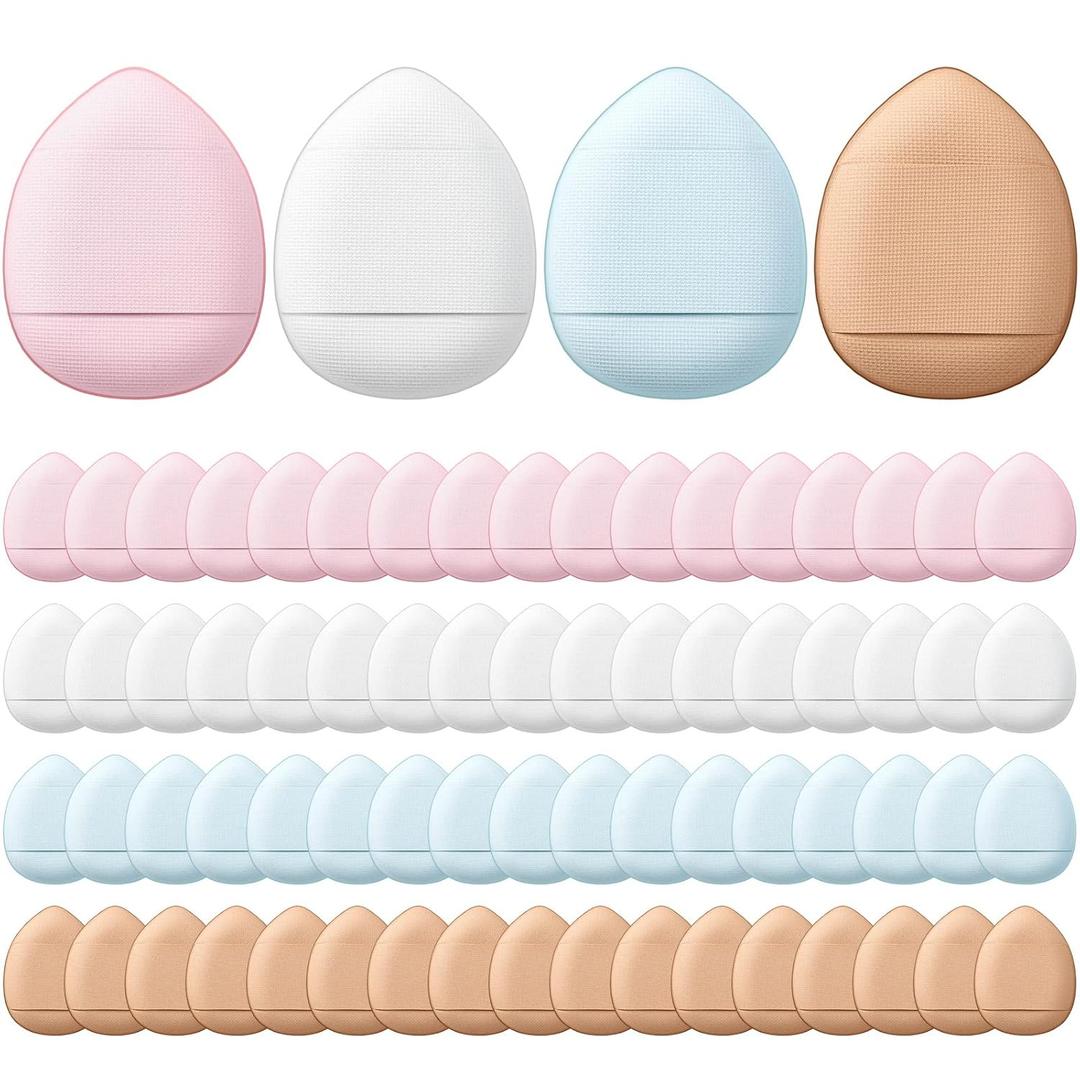 Gerrii 72 Pcs Mini Powder Puff, Finger Makeup Sponge Soft Beauty Makeup Blender Puff for Foundation, Face Powder, Under Eye Setting, Concealer, Repair Cream, Cosmetic Tool(Pink, Beige, Blue, White)
