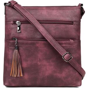MASINTOR Crossbody Purses for Women, Multi Pocket Casual Crossbody Bag, Adjustable Strap Shoulder Bag with Tassel