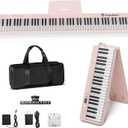 Portable Piano Keyboard, Semi-Weighted Folding Digital Piano 88 Key, Full Size, Wood Grain, Electric Piano Keyboard w/MIDI Bluetooth, Suitable for Adult, Toddler