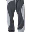 ZAFUL Men's Baggy Sweatpants Color Block Irregular Patchwork Drawstring Sweatpants Casual Wide Leg Lounge Pants(1-Grey, S) (Gray, S)