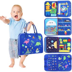 Busy Board Toddler Stocking Stuffers: Sensory Toys for Toddlers 1 2 3 4 Year Old Boy Gifts Montessori Toys - Toddler Airplane Travel Essentials & Road Trip Must Haves, Age 12 18 Month Baby Abacus Toy (Magic Blue)