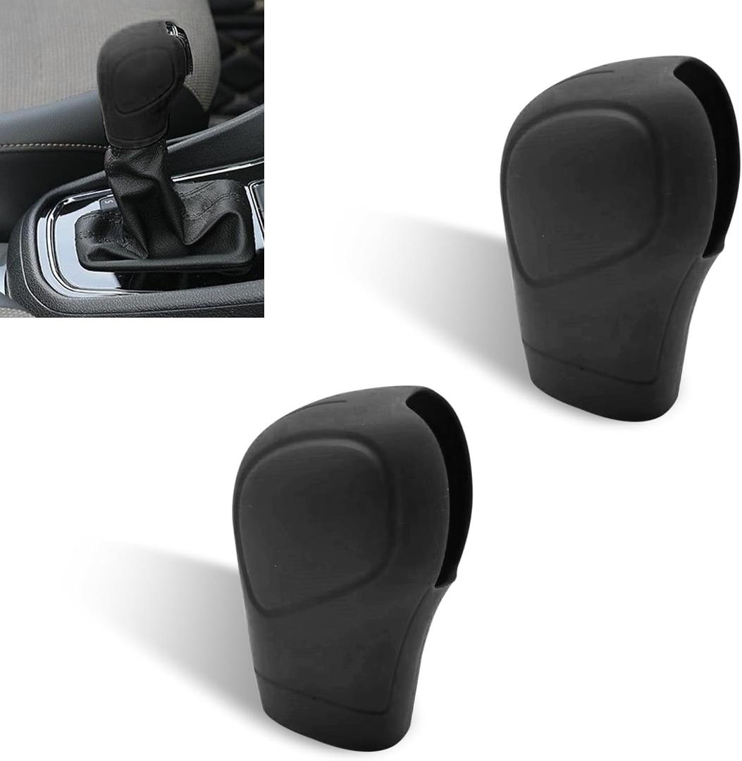 Tesnaao 2 PCS Car Shift Knob Cover, Silicone Gear Lever Cover, Anti-Slip Protective Cover, Shifting Head Cover Replacements, Automotive Decor Kit, Universal for Most Cars, Trucks, SUVs (Black)