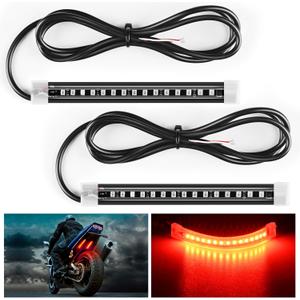 Nilight 2PCS 5Inch LED Motorcycle Turn Signal Running Brake Stop Tail Light Strips Red Beam Flexible Bend Adhesive Universal Fit Harley Motorcycles Dirt Bikes Snowmobile ATV (Amber)