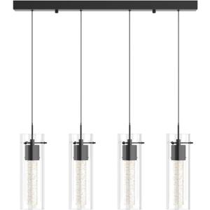Alice 4-Light Chandelier Pendant Ceiling Light, Integrated Led and Bubble Glass, for Kitchen Island, Hallway, Entryway, Passway, Dining Room, Bedroom, Balcony Living Room (Black)