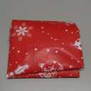 Smiry Plastic Christmas Tablecloth, Snowflake Wipeable Flannel Backed Vinyl Tablecloth, Waterproof Elastic Fitted Table Cover for Christmas Dinner, and New Year Celebration (White & Red, 30x72 Inches)