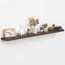 Fun Memories Floating Shelves for Wall Decor, Rustic Solid Elm Wood Live Edge Floating Shelves Wall Mounted, Heavy-Duty Shelf with Invisible Bracket for Living Room Kitchen, 55 Inch Set of 1, Walnut