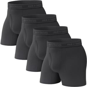 Pair of Thieves 4 Pack Mens Boxer Briefs - Soft, Stretchy, Moisture-Wicking Underwear for Men - All-Day Comfort and Support (Midnight)