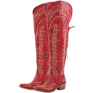 sexytag Cowgirl Boots Thigh High Wide Calf Embroidered Western Cowboy Boots 10