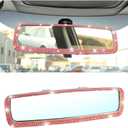 Osilly Bling Car Rearview Mirror, Decorations Rear View Mirror with Crystal Rhinestones & Diamonds, Car Interior Trim Accessories, Clip-on & HD Glass, Sparkly Gift for Mother Women Girls (Red)