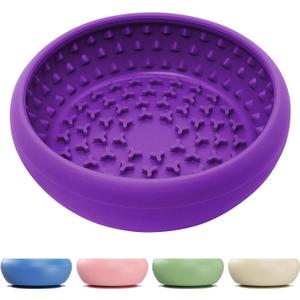 Dog Lick Bowl, BPA-Free Silicone Slow Feeder Lick Mat for Small and Medium Dogs, Non-Slip & Dishwasher Safe (PurpleL) (Large)