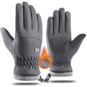 Winter Ski Gloves for Men Women Plus Velvet Thickened Warm Glove Non Slip Touchscreen Cycling Gloves for Cold Weather (Medium, Grey)