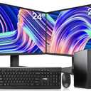 HP Elitedesk 800 G3 SFF Desktop PC - Intel i7-6700,32GB DDR4,1TB NVMe SSD + 2TB HDD, AX200 Wi-Fi 6,Dual 24-Inch Monitors, Wireless Keyboard and Mouse,Windows 11 