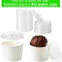 200 Count Clear Plastic Flat Lids 4 oz Paper Ice Cream Cups Frozen Yogurt Cup Dessert Bowls Frozen Dessert Supplies(Clear)