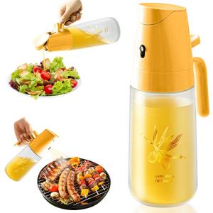 2-in-1 Oil Dispenser & Sprayer for Kitchen, Cooking, Salad, Deep Frying, Vinegar, Barbecue - 500ml Olive Oil Spray Bottle (yellow)