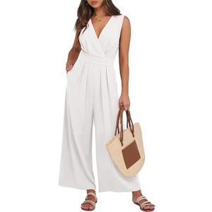 ANRABESS Women Jumpsuits Sleeveless V Neck Elegant Dressy Casual Backless One Piece Pants Romper 2026 Summer Outfits, M