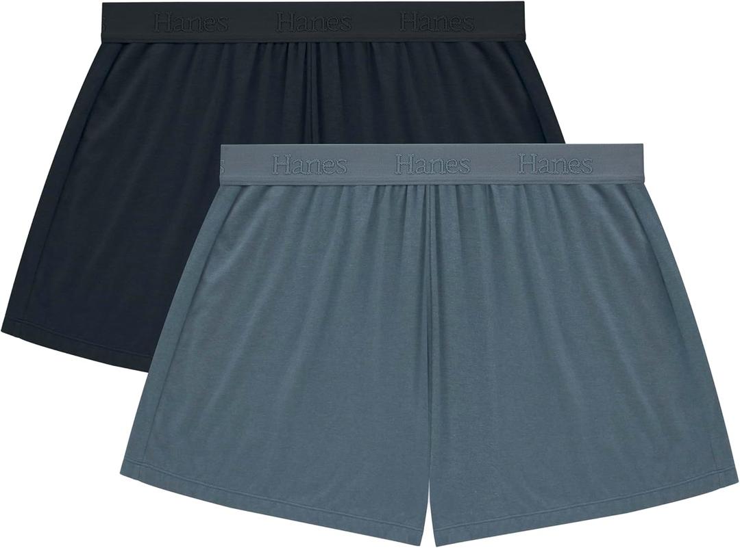Hanes Women's Originals Sleep, 2-Pack, Comfywear Supersoft Lounge Shorts Pack, 3.25" (X-Large, Black/Stargazer Grey)