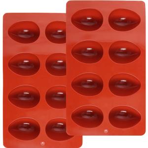 2 Pack Silicone Egg Molds 8 Cavity Easter Silicone Candy Mold 3D Egg-Shaped Silicone Baking Mold for Chocolate, Jello, Mini Cakes, DIY Desserts, Candy, Ice, Pudding, Baking (2, Brick Red)
