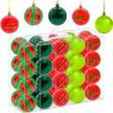 40PCS 2.36" Christmas Balls Ornaments, Plastic Christmas Tree Ornaments, Holiday Baubles, Hanging Decorations for Xmas Trees Holiday Party, Red Green Baubles