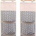 Over The Door Closet Organizer, 2 Packs Waterproof Wall Hanging Storage Bags with 3 Pockets for Kitchen Bedroom Bathroom (Grey)
