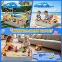 HYES Sandbox with Lid, Digger Excavator Plastic Sand Box with Cover, Play Sand Pit with Construction Toys/Umbrella/Beach Playset for Toddlers 1-3, Indoor Outdoor Sensory Gift for Kids Ages 4-8