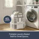 40L Collapsible Laundry Basket with Handles, Durable Space-Saving Storage Basket for Clothes, Utility, Groceries, Toys & Home Organization White, 17.9" L 14.2" W 11.8" H