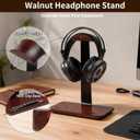 Walnut Wood Headphone Stand with Pen Holder - Desktop Wooden Headphone Stand, Solid Wood Headset Holder & Executive Desk Organizer for Office, Compatible with AirPods Max, Sony, Bose