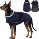 Dog Winter Coat Warm Padded Puppy Jacket Windproof Water Resistant Clothes for Small Medium Large Pets Christmas Sweater Outfit Vest (Dark Blue, 2XL)