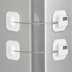 Refrigerator Lock, Heavy Duty Fridge Lock, Combination Lock for Refrigerator Cabinets, Drawers, Safety, Easy Install No Keys Needed (White-2Pack)