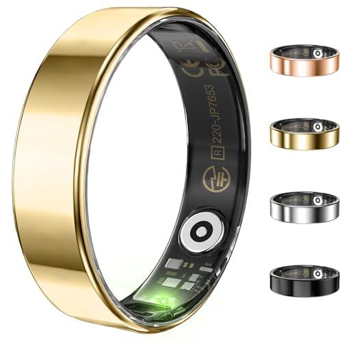 Fitness Tracker, Ultra-thin Smart Ring for Women Men,Health Activity Trackers,Fitness Ring with Sleep Tracker,Heart Rate Monitor,Step Counter,Calorie Pedometer,No Subscription,for iOS Android(Gold#11)